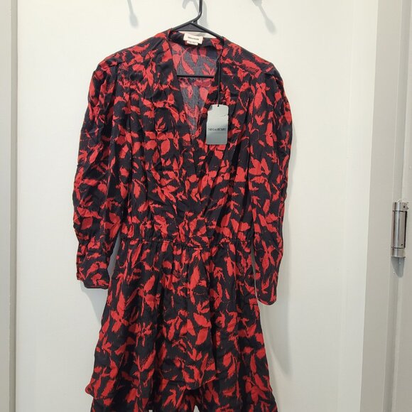 NWT! - Black and Red V Neck Dress - Zadig & Voltaire - Size: M - Picture 1 of 3